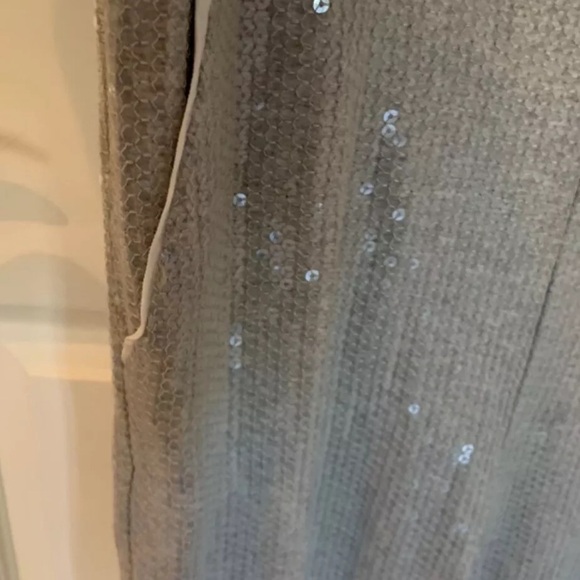 Anthropologie sequin Jumpsuit Women Silver Gray Stretch Coastal Disco Occasion - Picture 6 of 16